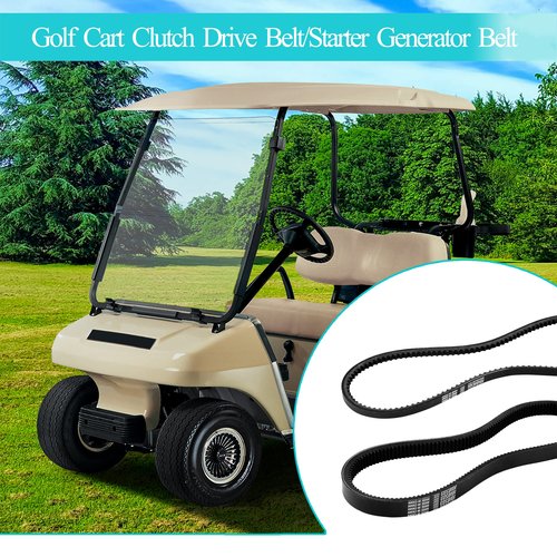 10L0L Golf Cart Drive Belt & Starter Generator Belt Kit for Club Car DS 1992-Up & Precedent 2004-Up, Compatible with FE290, FE350 and Kawasaki OHV Engine, Replaces OEM 101916701