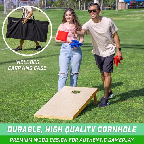 GoSports Solid Wood Cornhole Set - Premium Game Boards with 8 Toss Bags | Choose 4x2 ft or 3x2 ft
