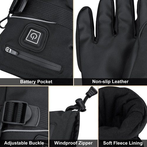 Heated Gloves, Rechargeable Heating Glove for Men Women - 3 Heating Levels, Touchscreen, Waterproof, Perfect for Skiing, Working, Motorcycling