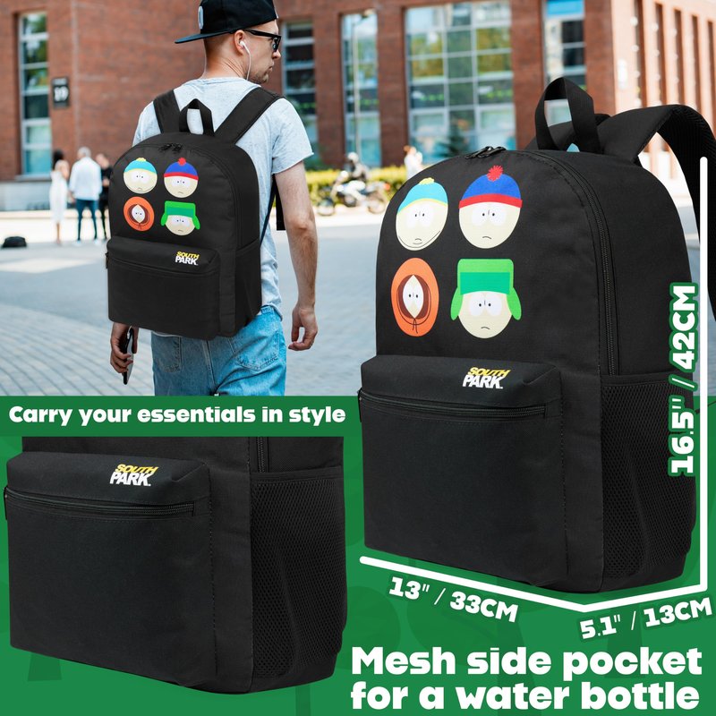 South Park Backpack for Men Teens Boys Daypack Gym Travel Bag Bookbag Rucksack College Work Funny Gifts for Men (Black)