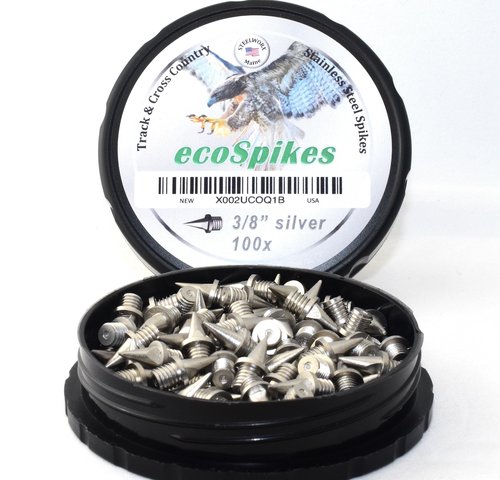 ecoSpikes Stainless Steel Track and Cross Country Spikes (3/8" Silver, 80x)