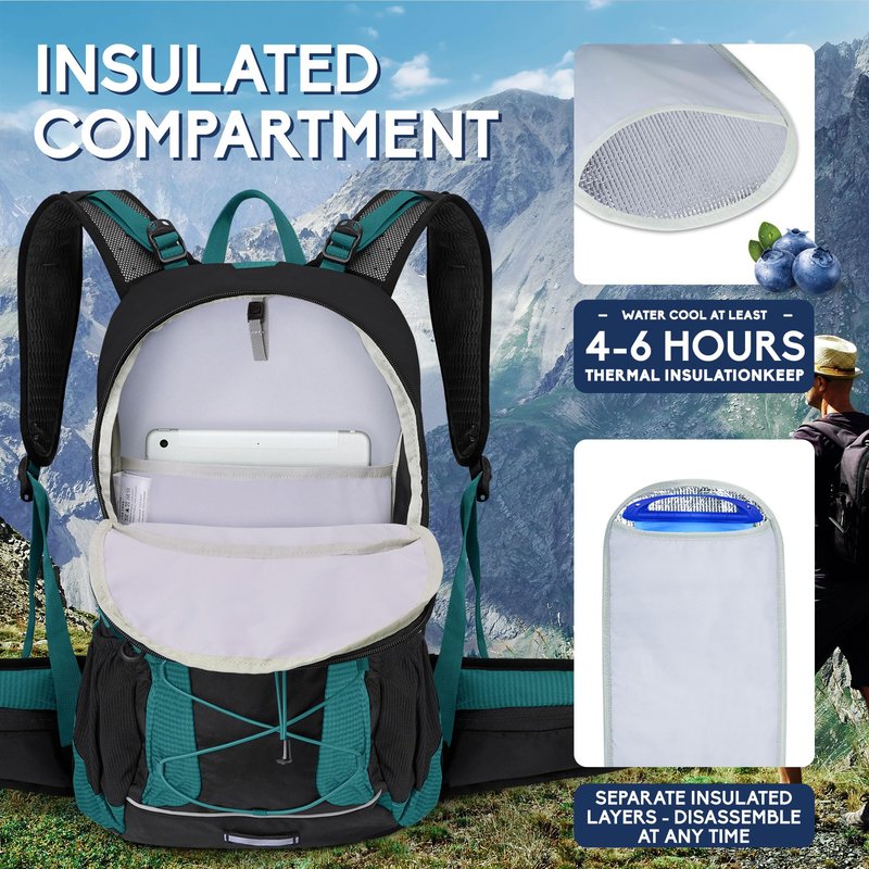 N NEVO RHINO Hydration Backpack with Water Bladder 3L, Hiking Backpack with Rain Cover, Insulation Water Daypack for Cycling Biking