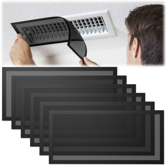 Floor Register Vent Cover- 5.5"x12" Magnetic Air Vent Screen Mesh Cover,Magnetic PVC Vent Mesh Floor Register Cover Plastic Vent Screen for Wall Ceiling Floor Catch Debris Hair Filters (6 Pack)
