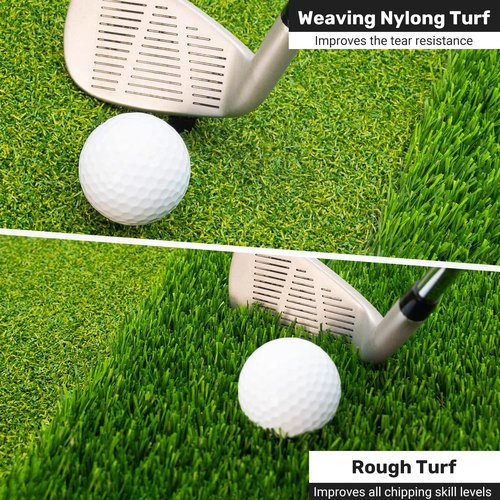 Foldable Golf Hitting Mat Dual-Turf Golf Practice Mat Portable Design Fairway and Rough Grass Surfaces Ideal for Backyard Office and Travel Swing & Chipping Practice