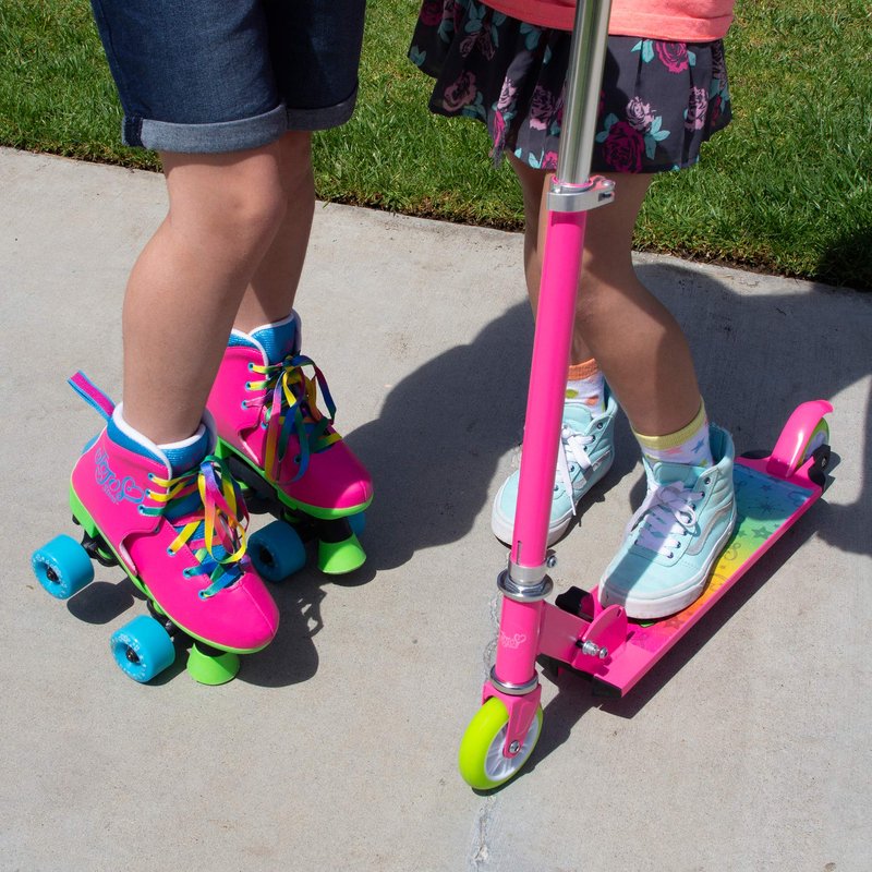 Circle Society Classic Adjustable Indoor & Outdoor Childrens Roller Skates - JoJo Siwa Rainbow - Sizes 3-7, 170035,Multi