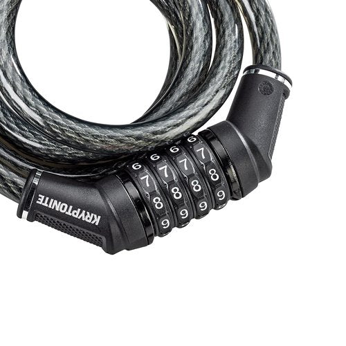 Kryptonite Resettable Combination Bike Lock Cable, 6ft. x 12mm Braided Steel Cable Anti-Theft Security Bicycle Lock with Keys for Outdoor Equipment, Bicycles, Scooters, Fence, Gate
