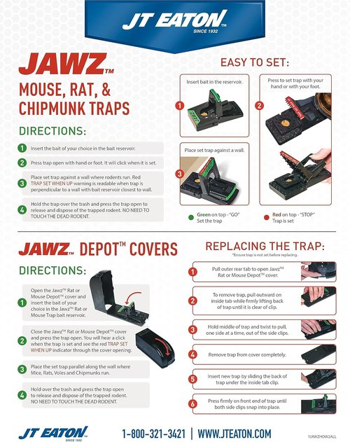 JT Eaton Jawz 407 Covered Mouse Traps - Effective Pest Control Solution | Durable Design