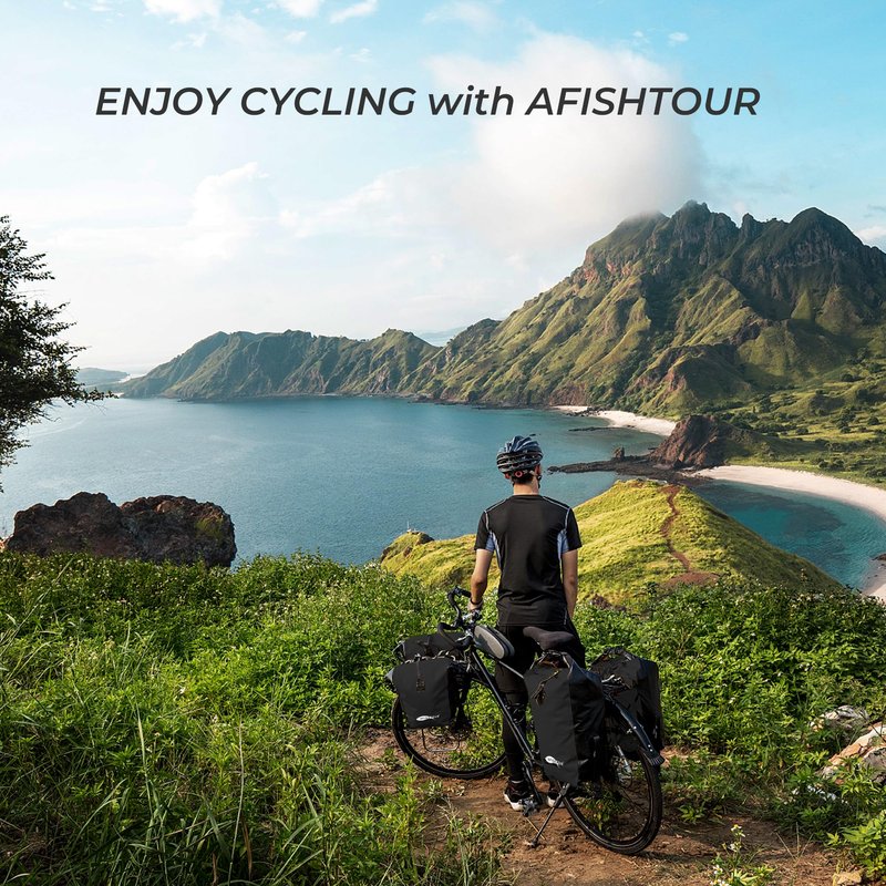 AFISHTOUR Waterproof Bike Pannier - 15L Saddle Bag for Bicycles Rear Rack - Bike Bag for Grocery, Laptop (Black, 1 PCS)
