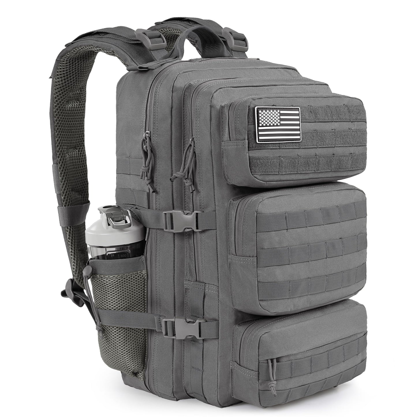 kookoomia Military Tactical Backpack 50L Large Day Backpack for Men Molle Army 3 Days Assault Pack Bug Out Bag Water Resistant and Heavy Duty Hiking Treeking Rucksack - Grey