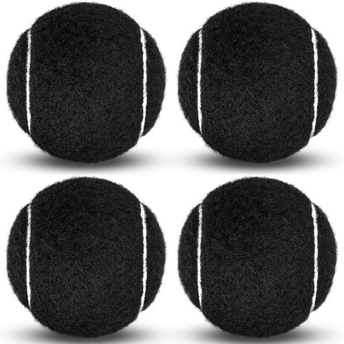 AeloriaStar Tennis Balls, 4 Pack Training Tennis Balls – Practice Balls for Beginners & Playing Balls for Dogs (Black)