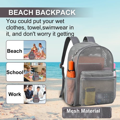 Oraben Duty Mesh Backpacks for Adults,See Through Backpack for Swimming Work Outdoor, Diving Backpack Carry Portable Oxygen Concentrators (Grey)