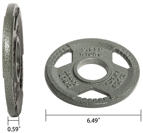 Fitvids Cast Iron Plate Weight Plate for Strength Training and Weightlifting, 2-Inch Center, 2.5LB (Set of 4)