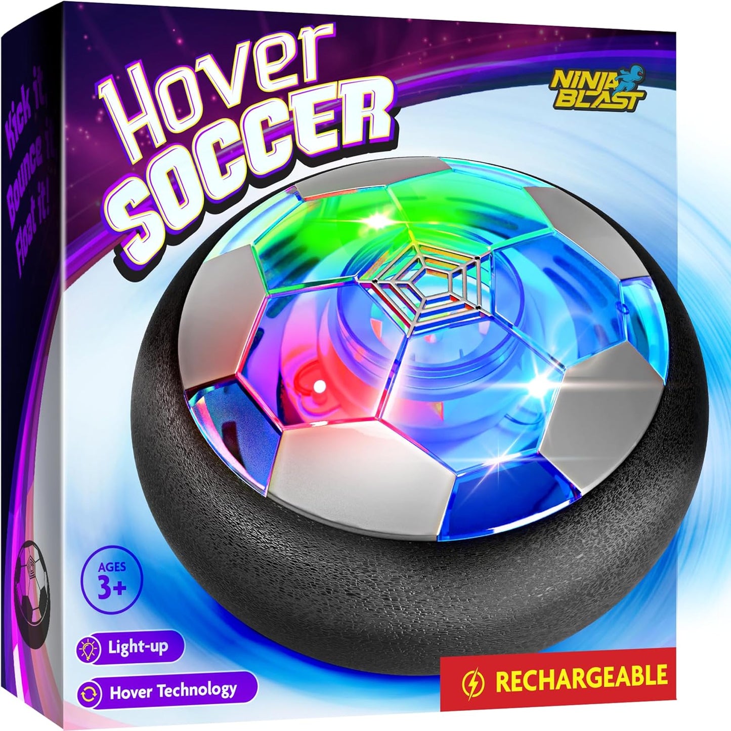 Ninja Blast Light-Up Hover Soccer Ball - Fun Indoor Toy for Kids Ages 3 to 12 | Perfect Birthday Gift