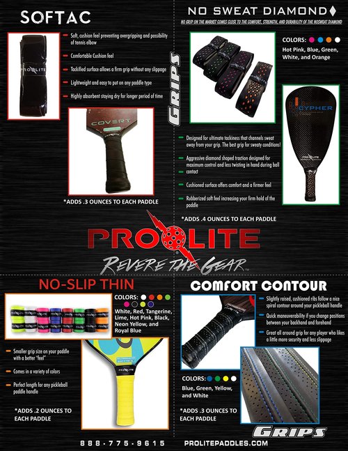 PROLITE No-Sweat Diamond Grip (White Underlay) for Pickleball Paddles, Racquetball, Squash, Platform Tennis, Badminton and More