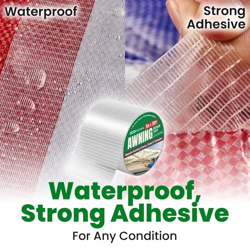 Awning Covers | Waterproof Self-Adhesive Tarp Repair Tape Kit - 3" Clear Mesh for Awnings, Canopies, Tents