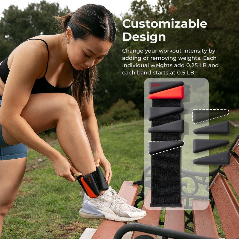 Sunny Health & Fitness Ankle Weights for Women & Men – Adjustable Wrist, Arm & Leg Weights in 1-2 lb Pairs | Ideal for Walking, Pilates, Yoga, Cardio & Strength Training
