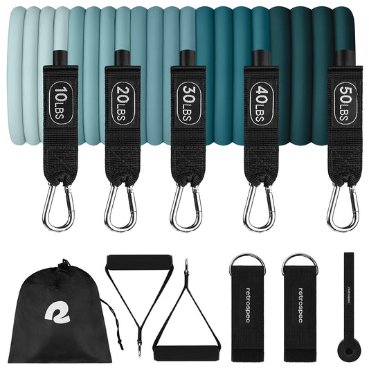 Retrospec Train Resistance Bands with Handles, Fitness, Workout, Home Gym