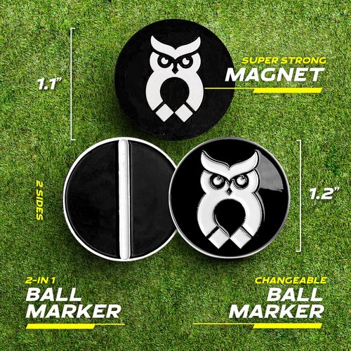 MagnetOwl Magnetic Towel Clip - Reusable and Removable, Highest Strength Magnet, Includes Removable Ball Marker and Waffle Towel (White)