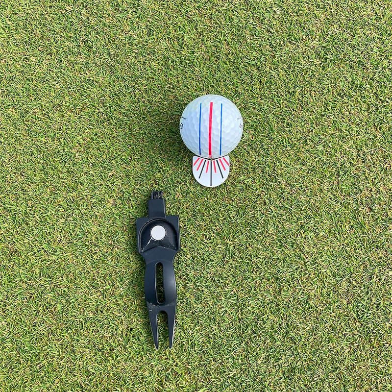 PUR3 Golf Divot Repair Tool and Ball Marker with Putting Aim and Built in Club Cleaning Brush (Metallic Gray) Strong Magnetic Prong | Ball Line Marker | Putting Aid | 4 in 1 Golf Divot Tool