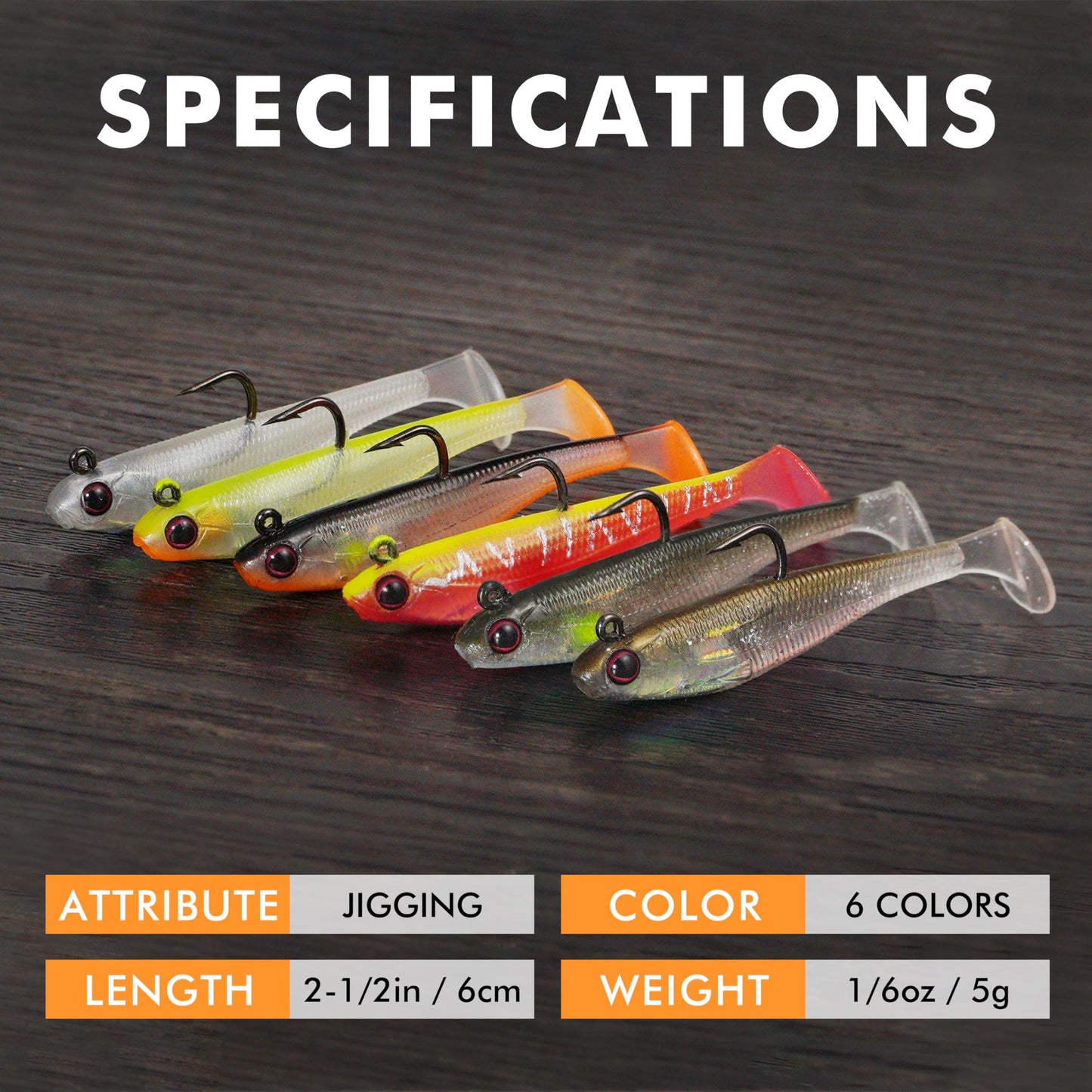 TRUSCEND Shadtale Easy Catch Soft Fishing Lures with BKK Hooks - Trembly Sinking and Vibrating Swim for More Bites, Pre-Rigged Swimbaits for Bass, Trout, Crappie, Walleye, Freshwater Saltwater Fishing