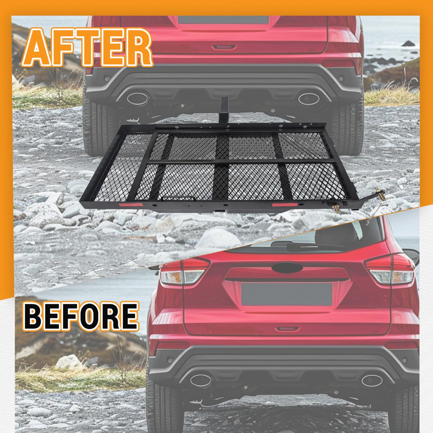 HECASA Hitch Mount Cargo Scooter Carrier Rack w/Foldable Ramp 3" Rail Hitch