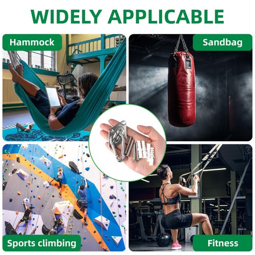 JREEPEE Wall Mount for Resistance Bands & Heavy Duty Hammock Hanging Kit - Workout Wall Anchor with Hook for Home Gym, Ceiling Swing, Yoga Straps and Suspension Training