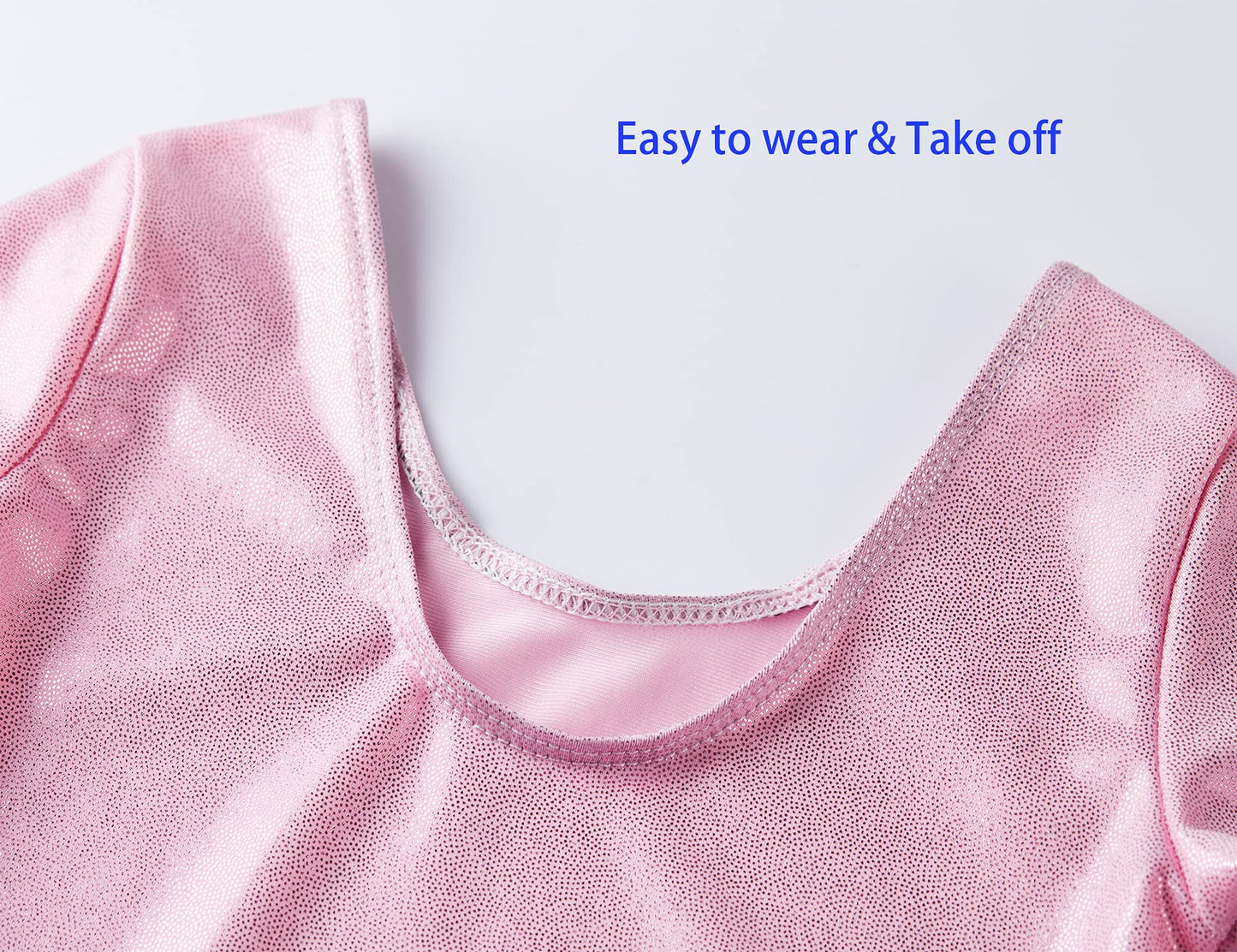 Domusgo Long Sleeve Leotard for Girls Gymnastics Size 4t 5t Shiny Pink One Piece Tumbling Outfits