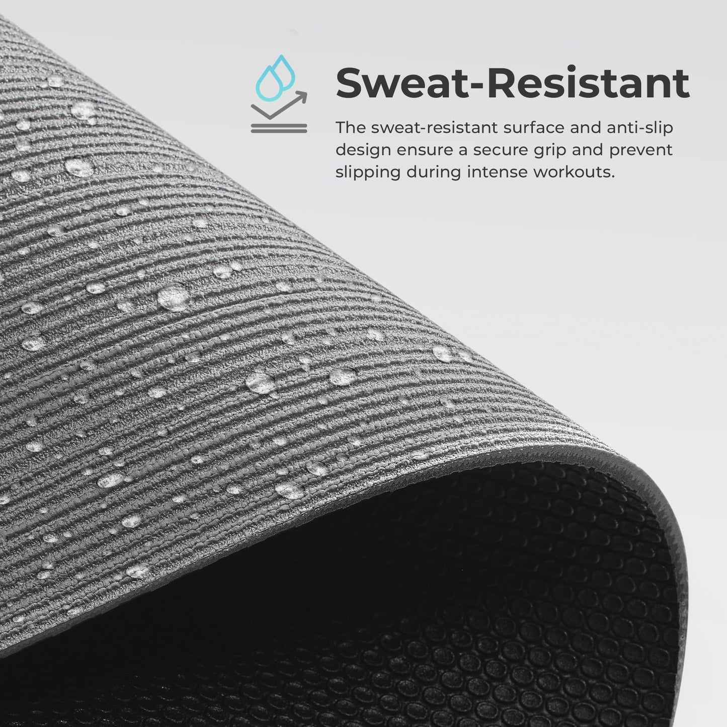 Sunny Health & Fitness 6mm Thick Non-Slip Exercise Yoga Mat - Gray