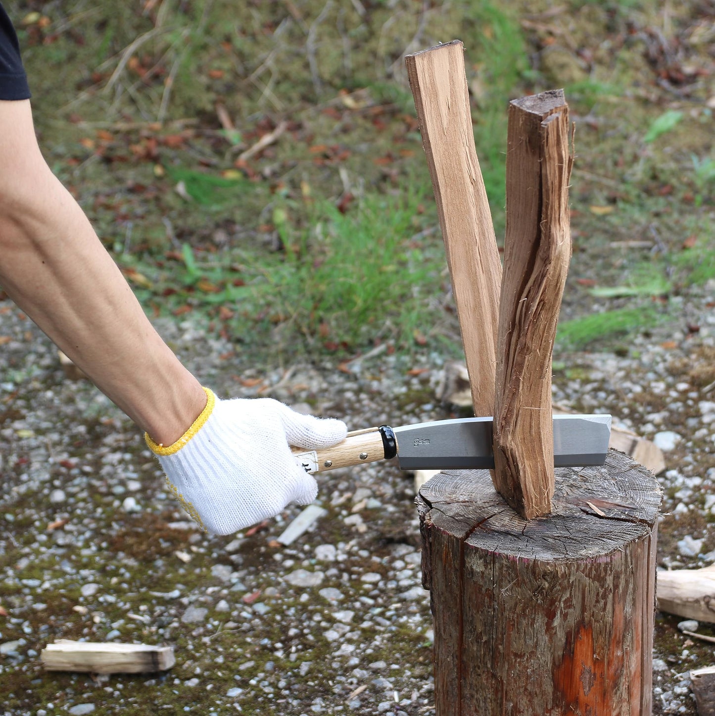KAKURI Japanese NATA Hatchet Tool with Sheath 7" [Double Bevel] Made in Japan, All Purpose Garden Axe Tool with Wood Handle for Splitting, Cutting, Chopping, Carving, Shaving