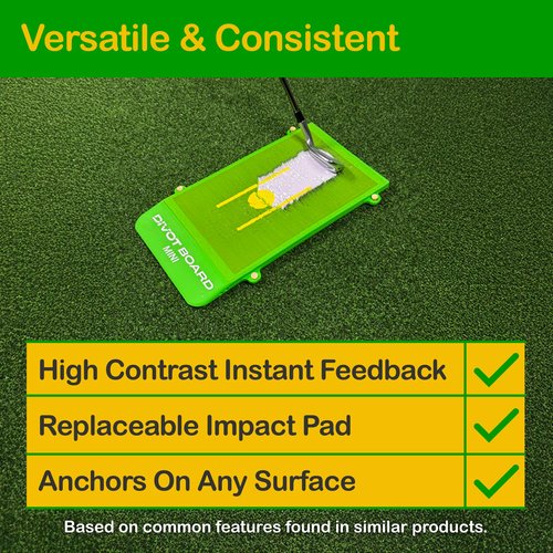 Golf Swing Mat & Golf Training Mat – Divot Board Mini with Instant Impact Feedback for Strike, Low Point & Swing Path Control – Replaceable Pad – Indoor Outdoor Golf Practice Mat