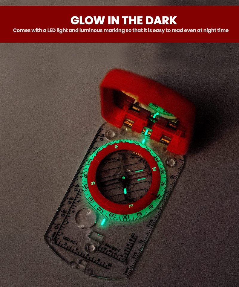 Sighting Compass Mirror Adjustable Declination - Boy Scout Compass Survival Camping Base Plate Compass Kids Navigation Orienteering Compass Hiking Map Reading Military Compass Backpacking Clinometers