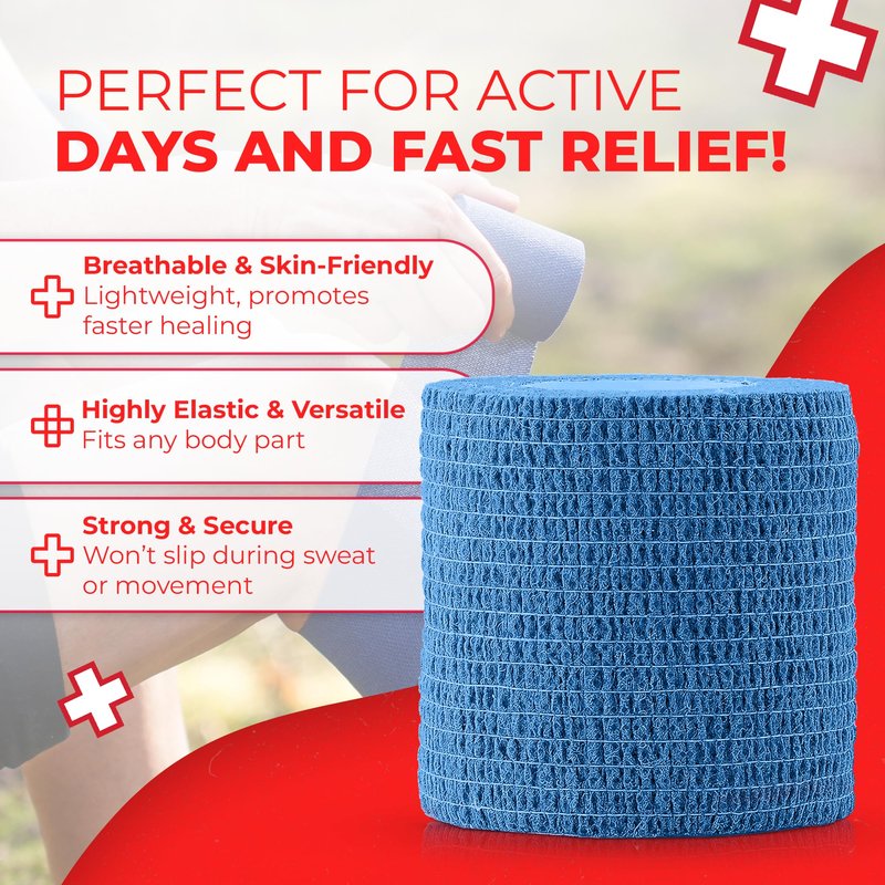 Ever Ready First Aid Self Adherent Cohesive Bandages 3" x 5 Yards - 12 Count, Rainbow Colors