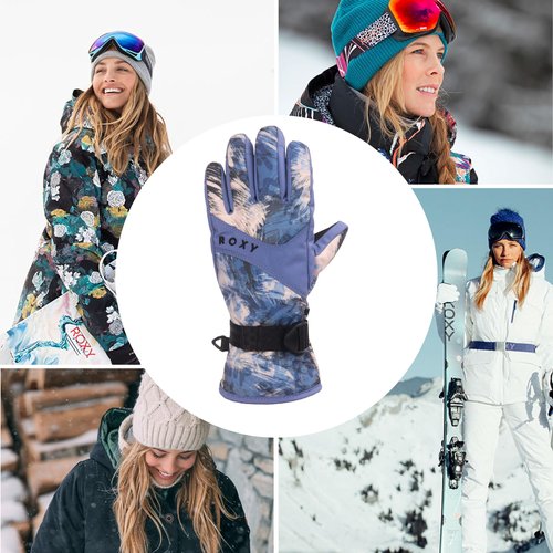 Roxy Women's Jetty Gloves - DryFlight Waterproof, WarmFlight Insulation, Touchscreen, Adjustable Strap, Wild Wind Darknight, Medium