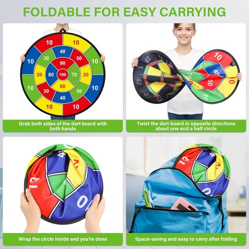 Large Dart Board - Double-Sided Kids Dart Board with Sticky Balls | Fun Indoor/Outdoor Game for Ages 3-12
