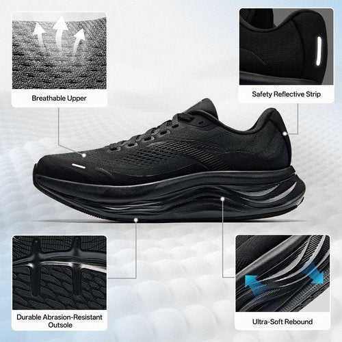 ANTA Women’s PG7 Running Shoes Cushioning Comfortable Breathable Athletic Workout Gym Cross Trainer Sports Sneakers, Black, 8