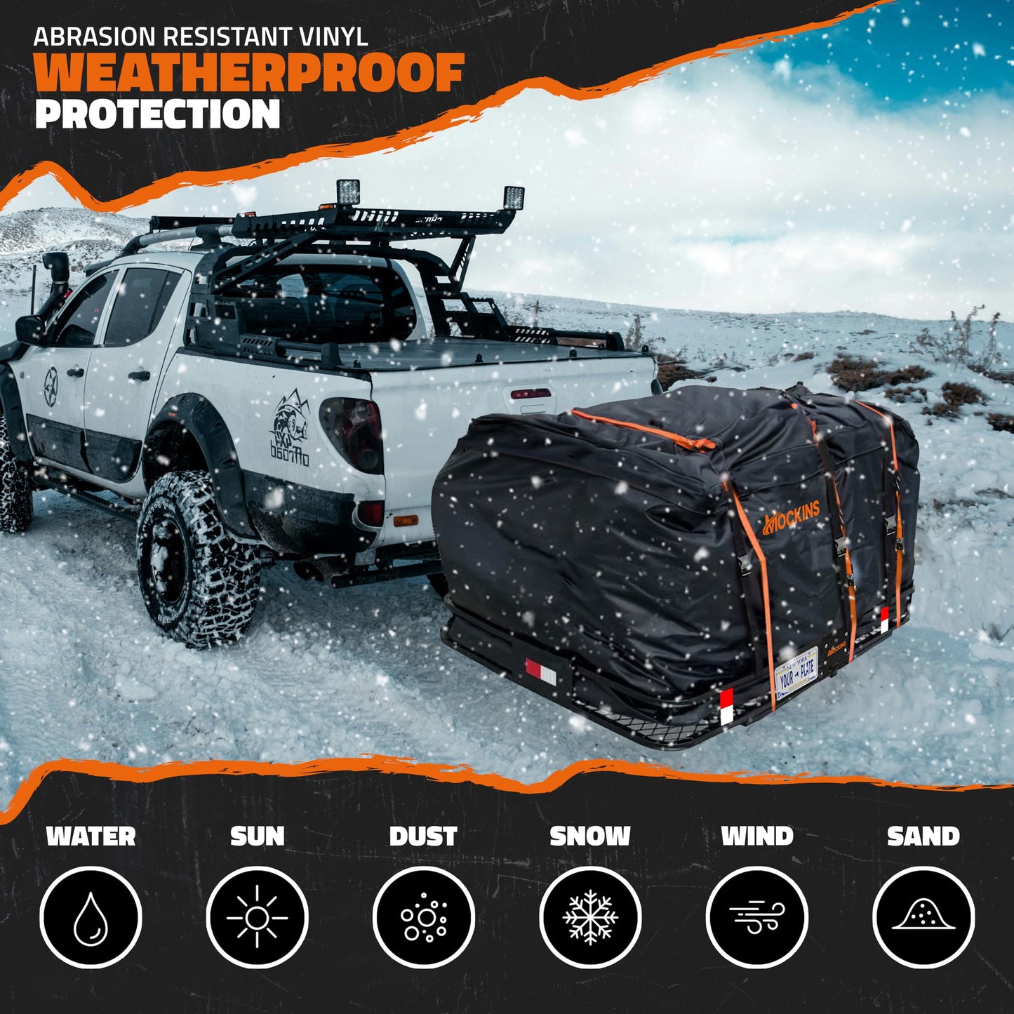 Mockins 60"x36"x6" XL Heavy Duty Trailer Hitch Cargo Carrier w/ 500Lbs. Cap