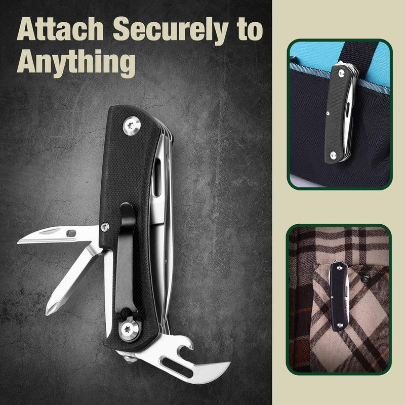 MOSSY OAK Multitool Pocket Knife – 10-in-1 Folding Pocket Knife Multitool with Stainless Steel Blade, Saw, Can Opener, Screwdrivers – EDC Tool for Camping, Hiking, Survival
