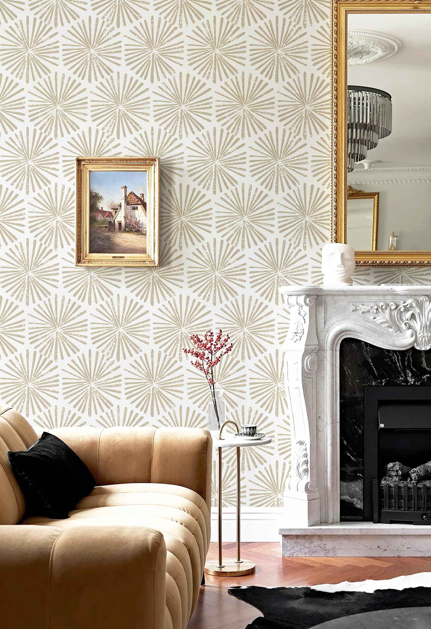 Safiyya 196"x17.3"Peel and Stick Wallpaper Boho Beige Contact Paper Peel and Stick Wall Paper Removable Wallpaper for Bedroom Covering Vinyl Rolls