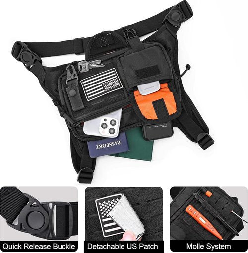 DEYACE Tactical Chest Bag - Adjustable Gun Vest Holster for Men | EDC Pack for Workouts, Running, Hiking