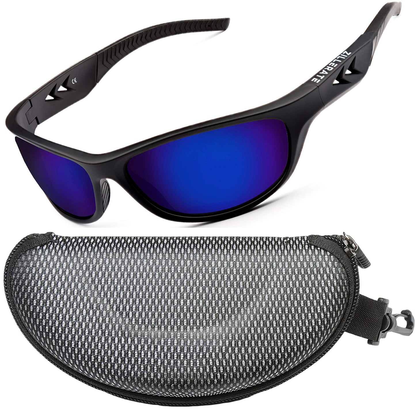 ZILLERATE Polarized Sunglasses For Men - Gafas De Sol Para Hombre - Mens & Womens Sport Sun Glasses, Running Golf Driving Fishing Cycling Sports, 100% UV Protection, Light & Durable Wrap Frame