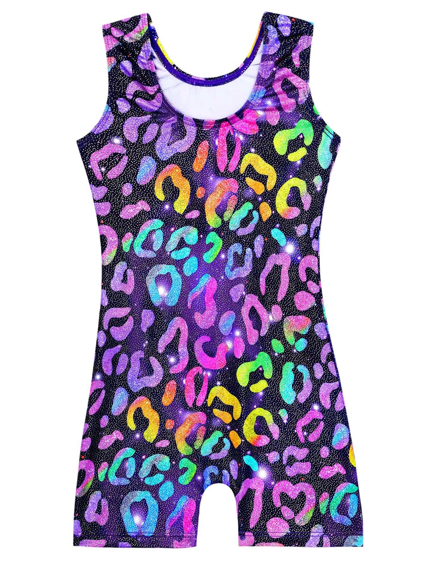 Domusgo Girls Leotard for Gymnastics Size 7-8 Years Old Sparkle Gold Leopard Bodysuits Active Tank