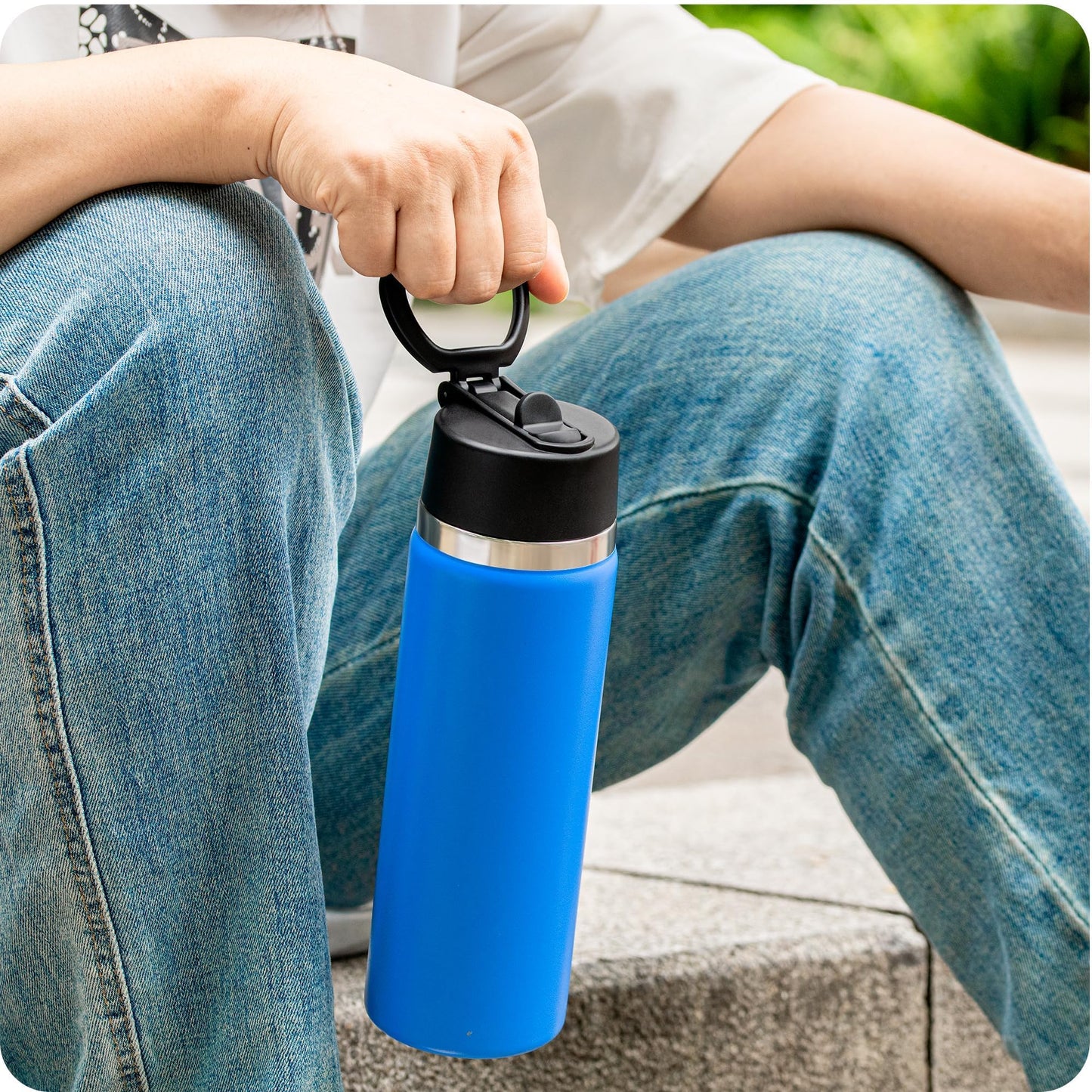 Prurex Replacement Straw Lid for Hydro Flask/Hydroflask 12 16 18 20 32 40 64 oz Wide Mouth Water Bottles, Flip-Top Straw with Handle, Water Bottle Accessories(1 Pack)