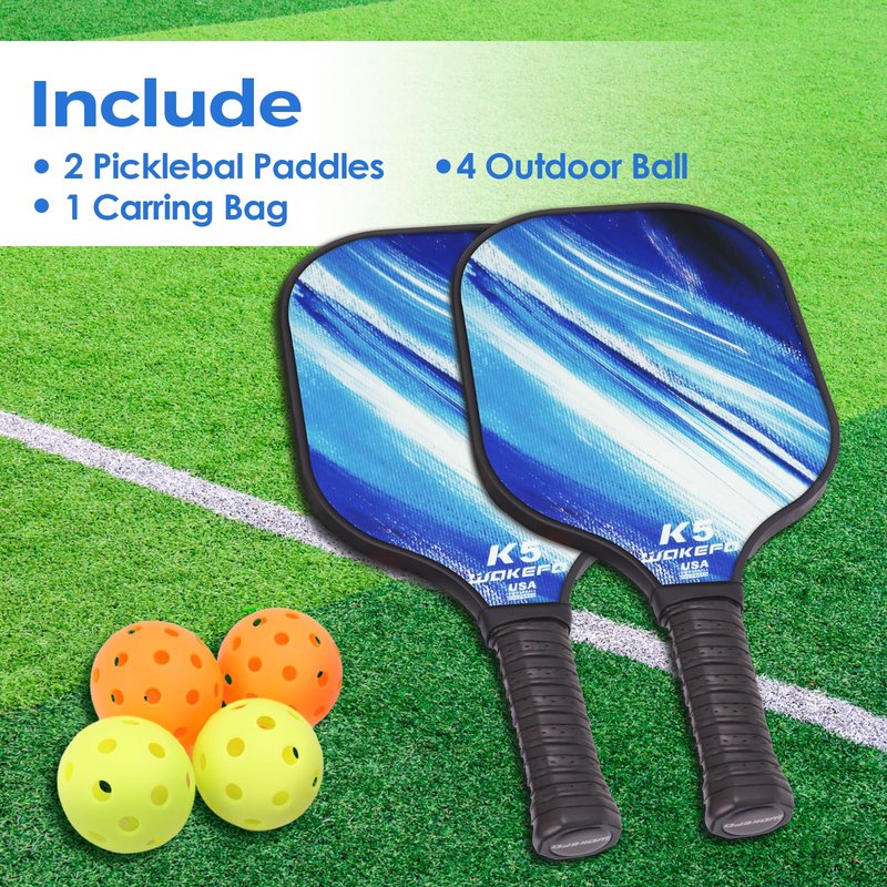 DUJORM Pickleball Paddles, Fiberglass Pickleball Paddle with PP Honeycomb Structure, Lightweight Pickleball Racket with Cushioned Handle, Pickleball Paddle Set of 2, with 4 Pickle Balls