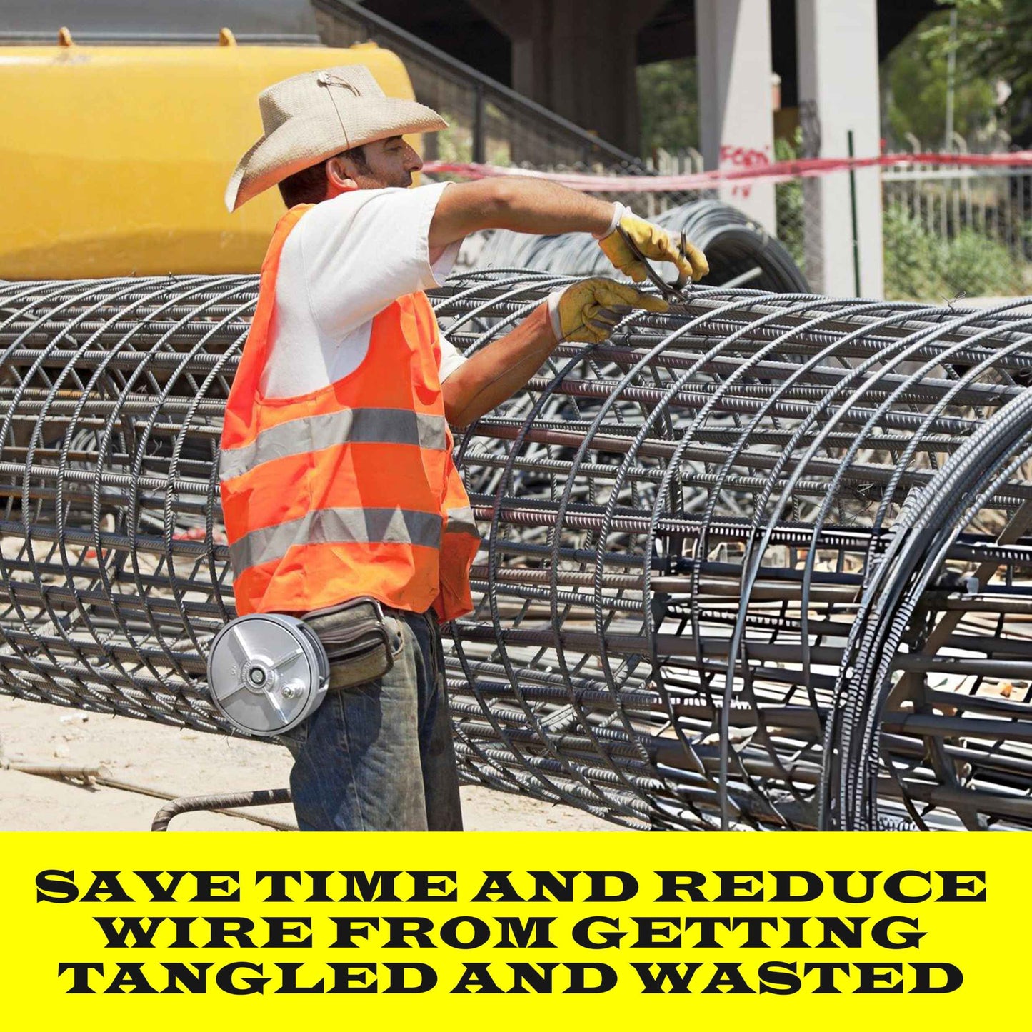 Aluminum Tie Wire Reel Coil Holder with Ergonomic Rewind Knob, Lightweight and Durable