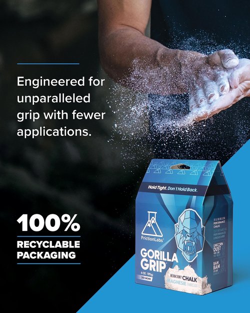 Friction Labs Gorilla Grip 6oz - Chunky Texture - The New Standard in Chalk for Rock Climbing, Crossfit, and Powerlifting, Now with 100% Recyclable Packaging