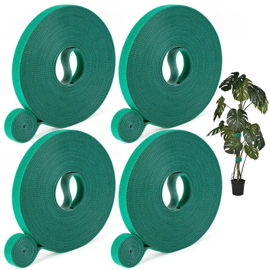 GCTWFYK 4 Roll Plant Ties Garden Tape, 131 Ft Green Plant Ties for Climbing Plants, 1/2‘’ Twist Ties for Plants, Reusable Nylon Plant Support Gardening Tape for Growing,Home,Office