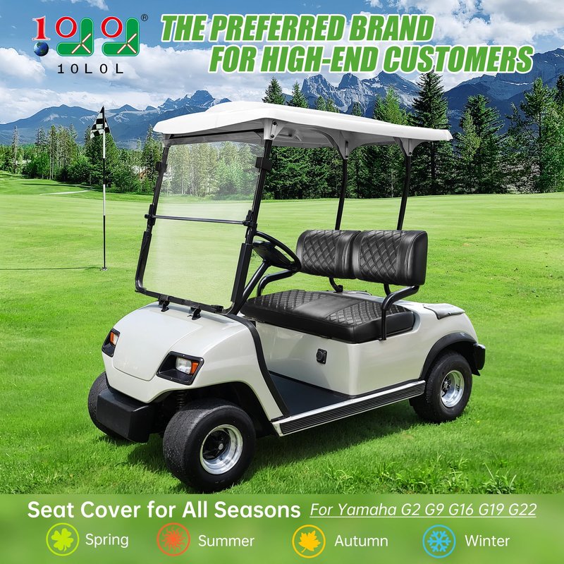 10L0L Golf Cart Seat Covers for Yamaha G2 G8 G9 G16 G19 G22 - Golf Cart Front Seat Cover Not Staper Required Thick Vinyl Leather Comfortable Breathable