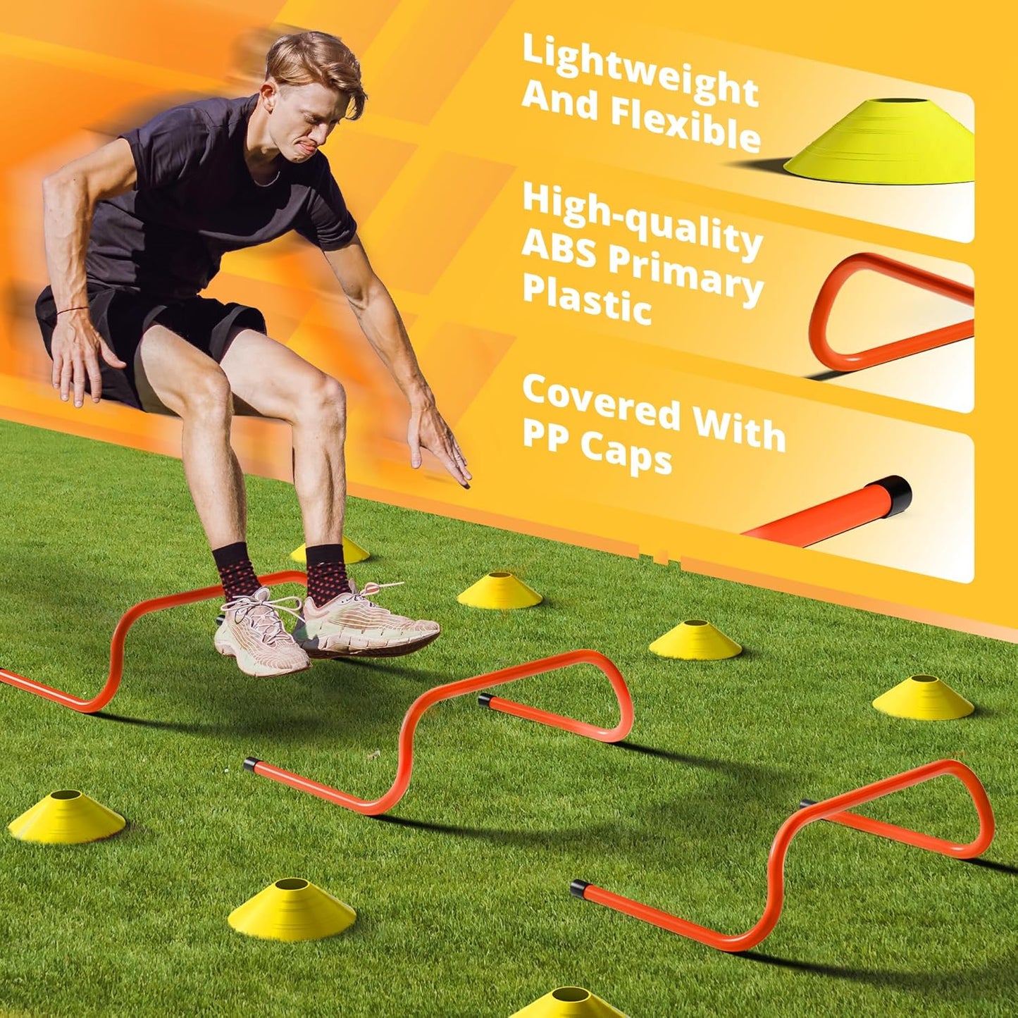 Yes4All Agility Ladder Set - Speed Training Equipment with Adjustable Ladder, Cones, Hurdles & More
