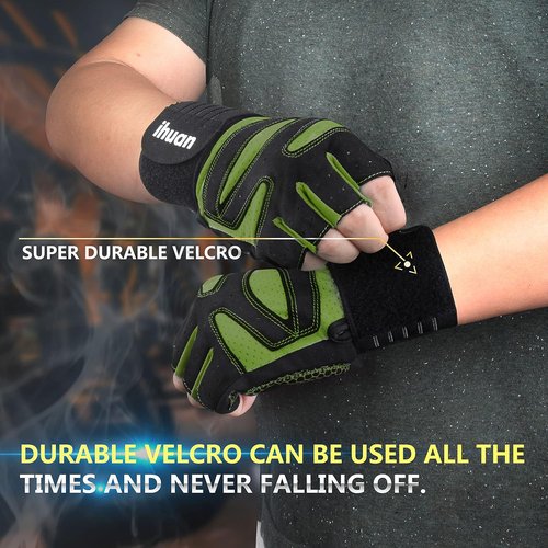 Ihuan Weight Lifting Gym Gloves - Ventilated Design with Wrist Wrap Support for Men & Women