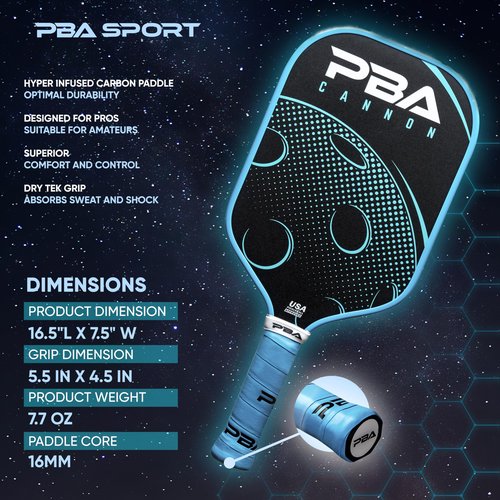 The Official Paddle of The Pickle Ball Association | The Cannon Pickleball Paddle crafted by PBA Sport | Carbon Fiber Pickleball Paddle | Designed for Power & Control | USA Pickle Ball Approved | 16MM